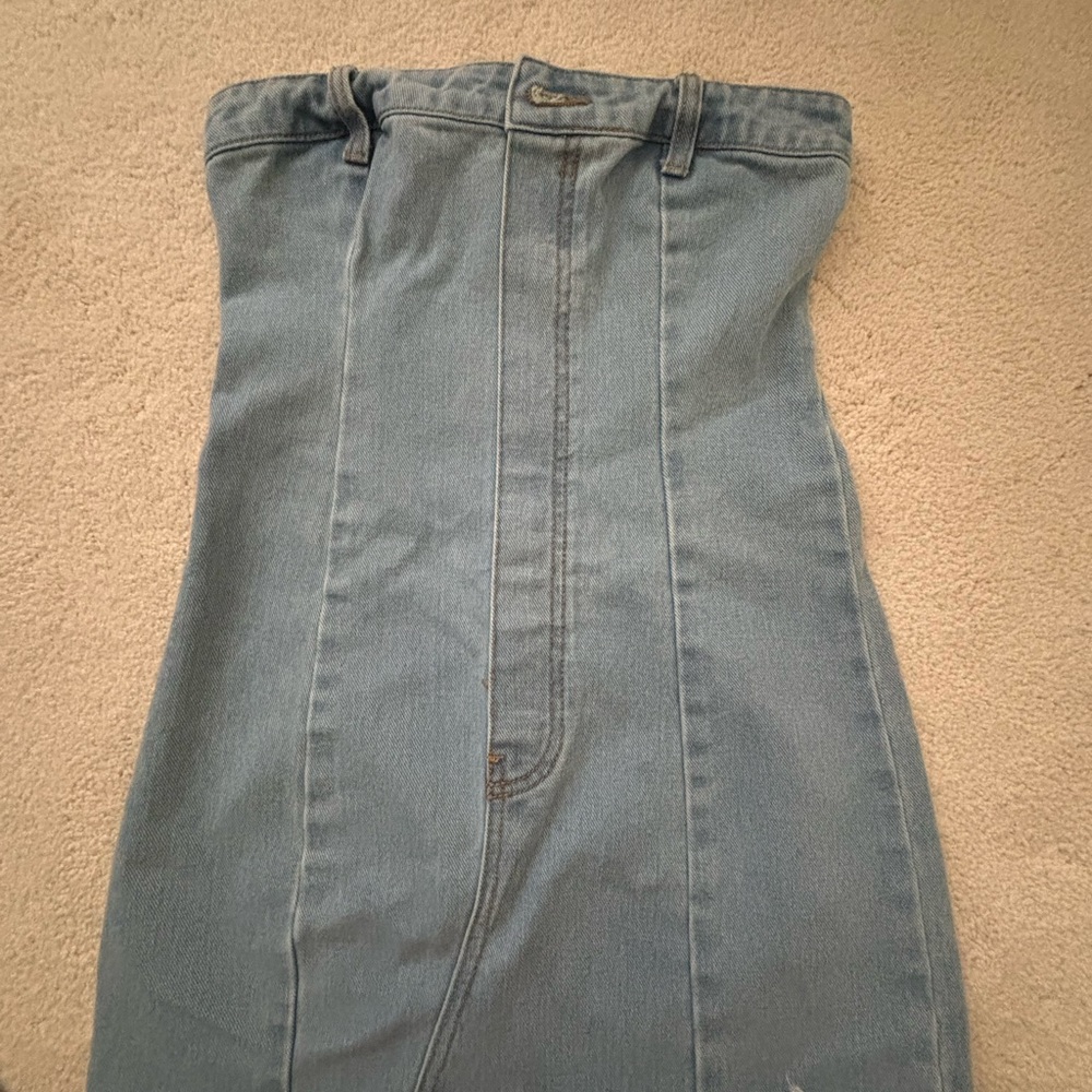 PrettyLittleThing Blue Denim Mini Dress
